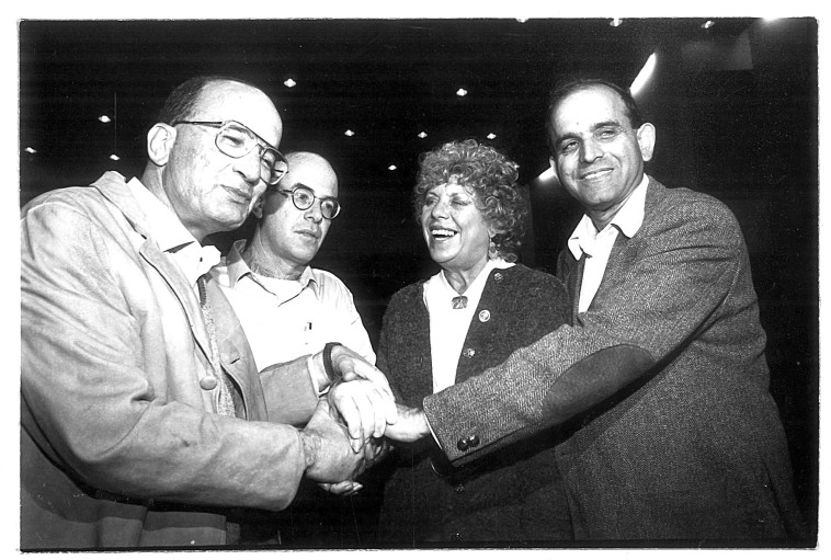 רן כהן, שולמית אלוני, דדי צוקר ויוסי שריד, 1992 (צילום: יוסי אלוני)