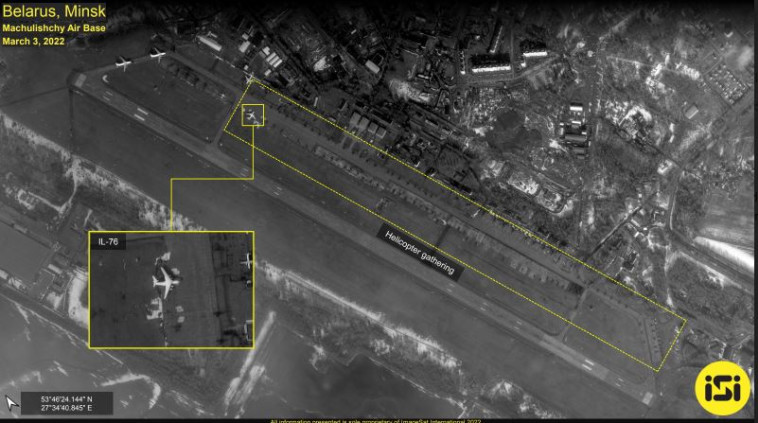 ריכוז כלי טיס במינסק, בלארוס (צילום: ImageSat International (ISI) www.imagesatintl.com)