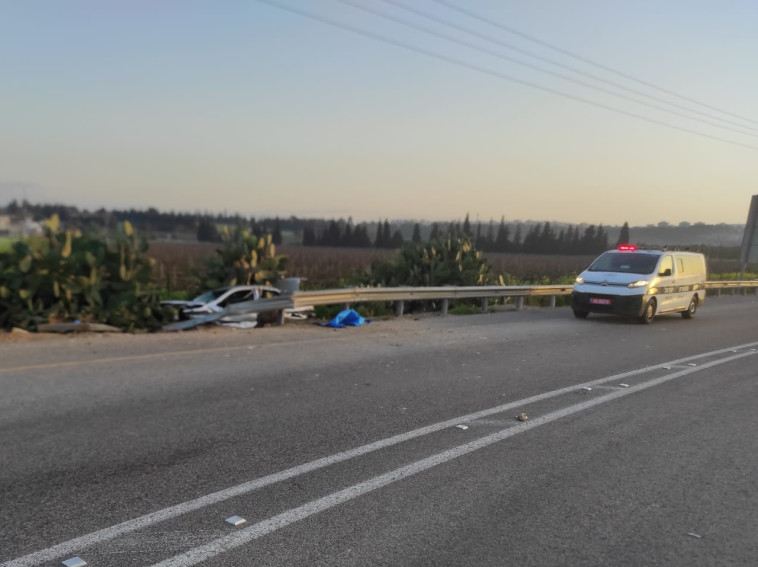 זירת התאונה (צילום: דוברות המשטרה)