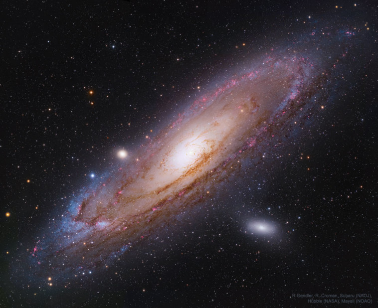 85% מהחומר הקיים בגלקסיה אינו נראה (צילום: Subaru (NAOJ), Hubble (NASA/ESA), Mayall (NSF); R. Gendler & R. Croman)