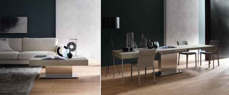 שולחן סלוני הנפתח לשולחן אוכל. Milano Smart Living