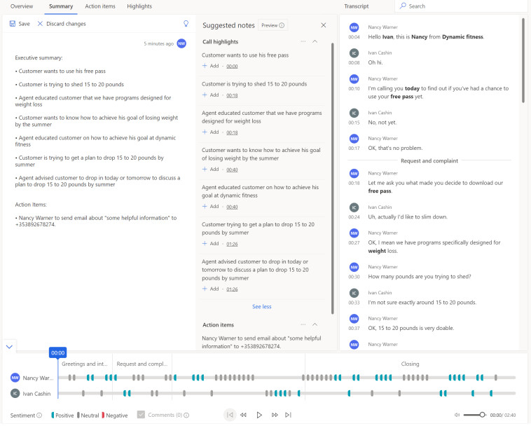 דוגמה לסיכום שיחה