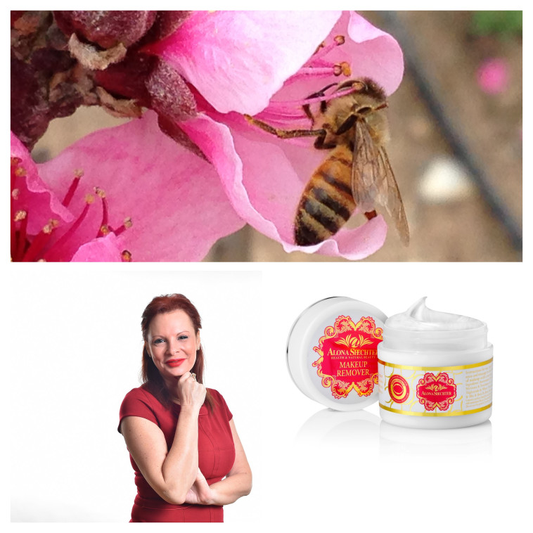 דבורת הדבש בהאבקה. מסיר איפור המכיל דונג דבורים מבית אלונה שכטר, 80 ש''ח 