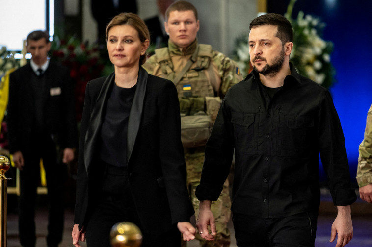 נשיא אוקראינה זלנסקי ואשתו אולנה (צילום: רויטרס)