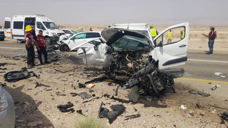 זירת התאונה בכביש 90