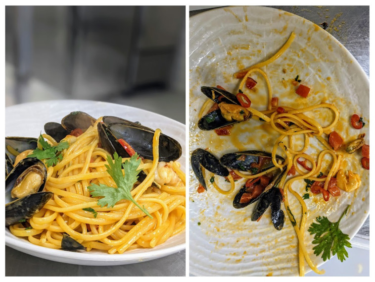 before and after.  Mussel and shrimp pasta (Photo: Osnat Guetta)