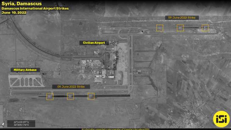 צילום לווין של שדה התעופה בדמשק, סוריה (צילום: דוח מודיעין של חברת אימג'סאט אינטרנשיונל (ImageSat International - ISI), חברת הלוויינים ופתרונות המודיעין)