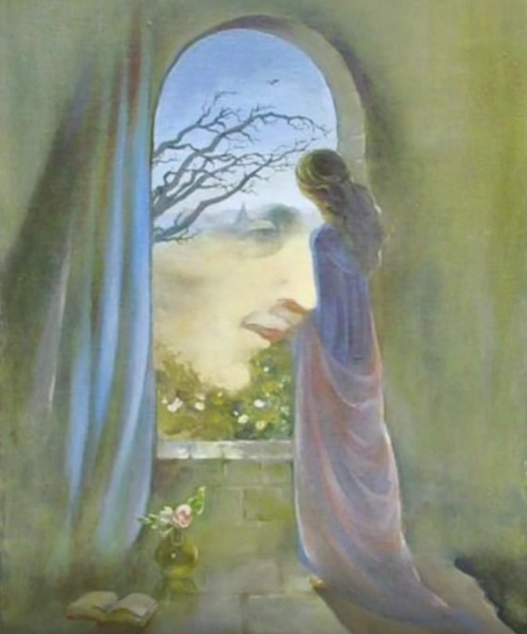 נערה מביטה מהחלון או פנים של אישה? (צילום: צילום מסך טיקטוק)