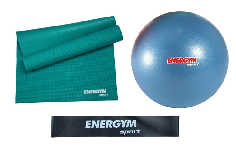   Sports energies.  Ball (21 NIS), yoga mat (99 NIS) and training straps (20 NIS) (Photo: Yachz)