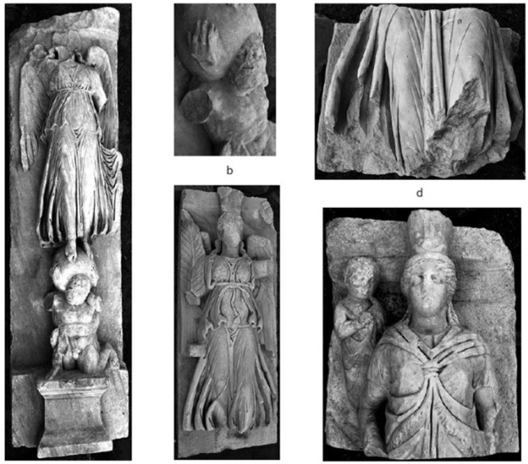 תקריב הפסלים שהתגלו מהתקופה הרומית