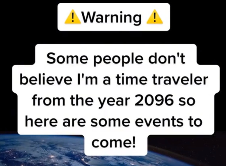 אזהרה: ''נוסע בזמן'' משנת 2096 משתף במה שהולך לקרות בשנים הקרובות (צילום: צילום מסך טיקטוק)
