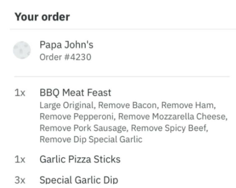 המזמין השיכור ביקש להוציא את כל התוספות