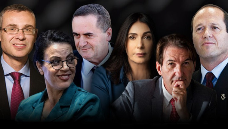 מימין: ניר ברקת, בועז ביסמוט, מירי רגב, ישראל כץ, גלית דיסטל אטבריאן, יריב לוין