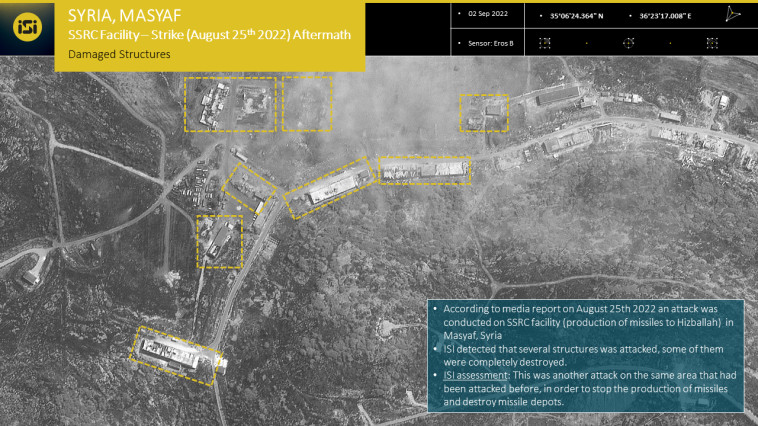 A satellite image of a missile manufacturing plant in Mezaif in Syria (Photo: ImageSat International (ISI))