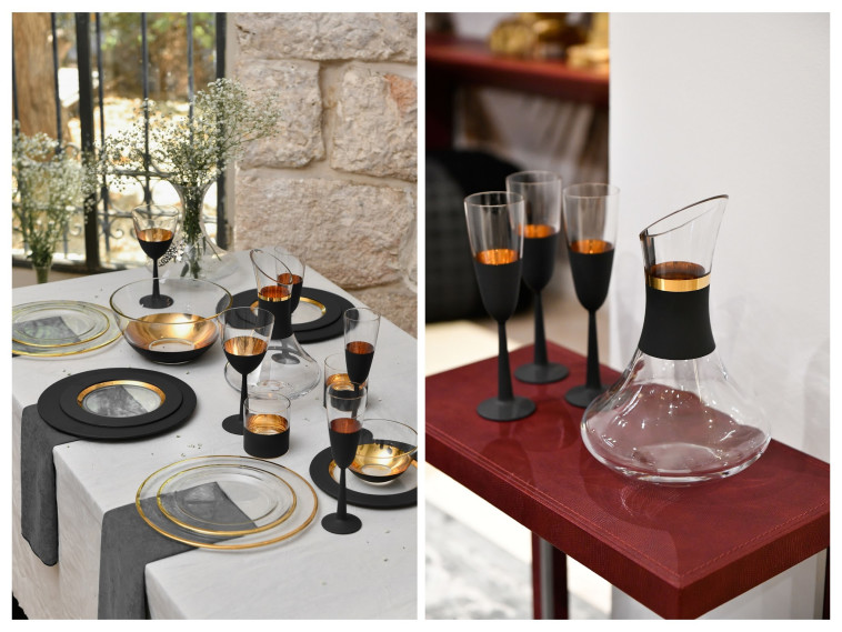 דיקנטר יין או וויסקי מדגם gold&amp;black. הצורפים. 299 שקלים