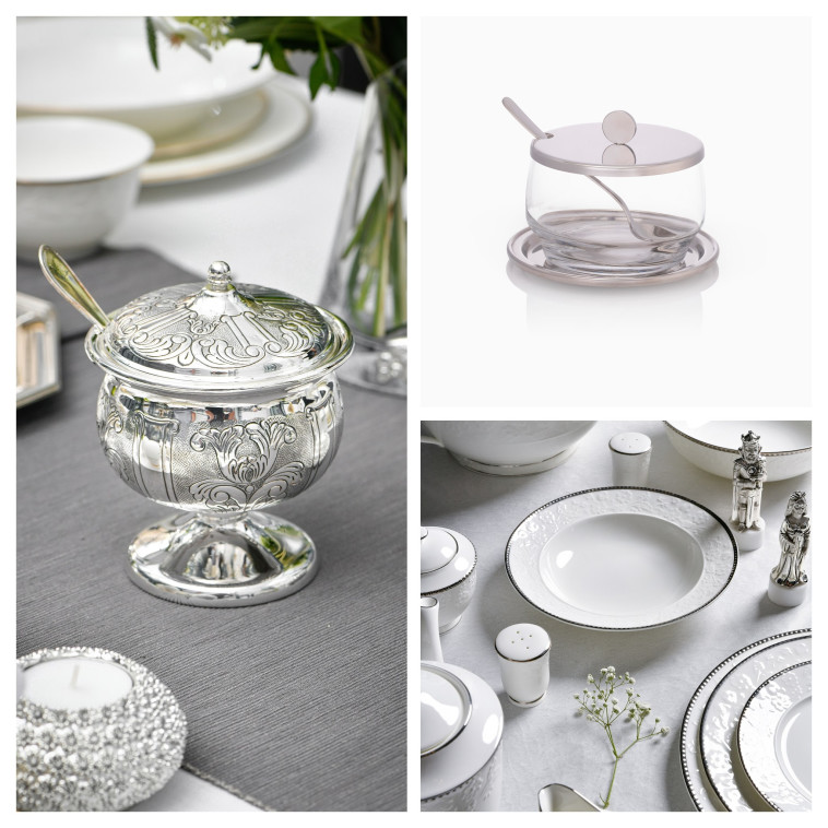 הצורפים. מימין כלי הגשה פירנצה 232 שקלים. משמאל דבשית מדגם נבאדה 483 שקלים