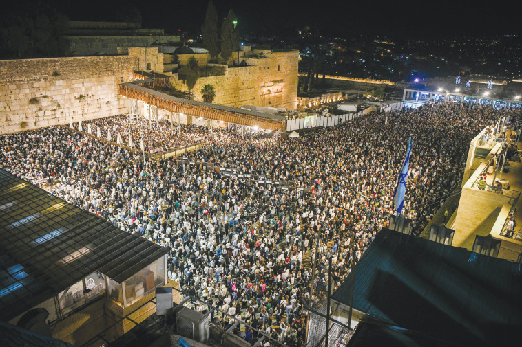 תפילת סליחות בכותל (צילום: אריה לייב אברמס)