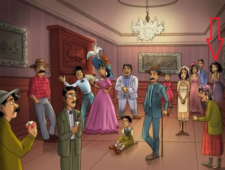 האישה בסגול בפינת החדר