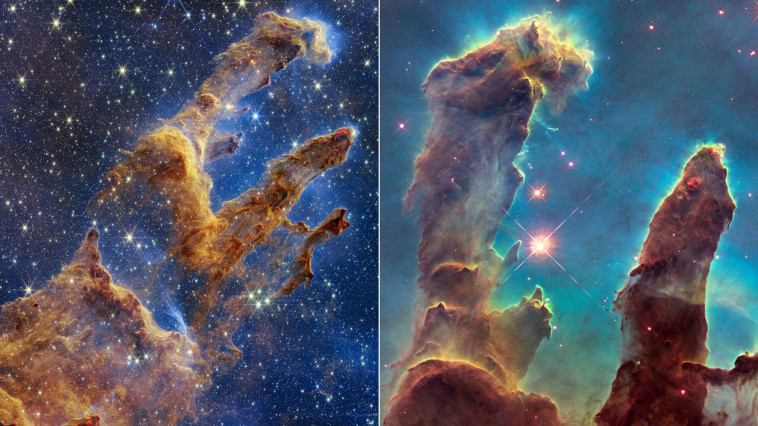 עוצר נשימה: תמונות מרהיבות של ''עמודי הבריאה'' הנמצאים במרחק של 7,000 שנות אור מאתנו (צילום: נאס''א)