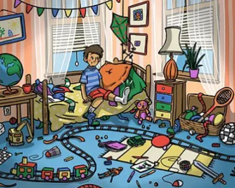 איפה הנעל? נסו למצוא אותה בין הצעצועים הפזורים בחדר (צילום: מתוך טיקטוק)