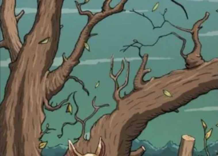 הענפים יוצרים את דמותו של החתול