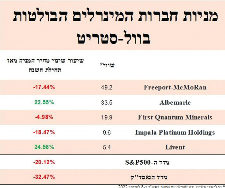 מניות חברות המינרלים הבולטות בוול סטריט