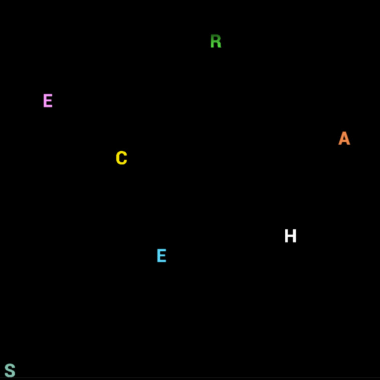 כל אחת מהאותיות נצבעה בצבעי הפסים, דבר שמקשה עליכם להבחין בהן