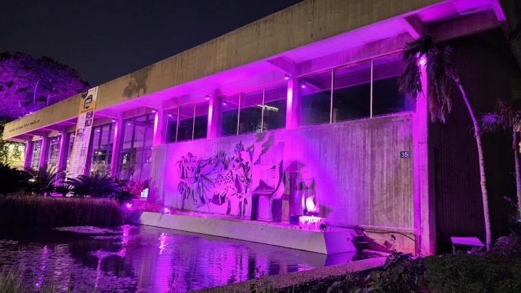 היכל התרבות בכפר סבא מואר בסגול