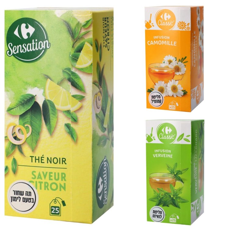 חליטות תה קרפור ישראל 6.90 למארז המכיל 25 תיונים