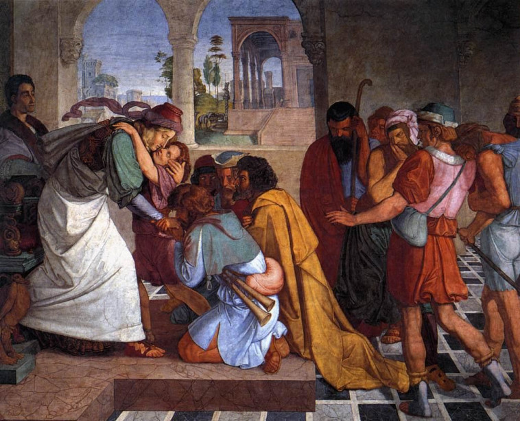 יוסף מתוודע לאחיו, ציור: פטר פון קורנליוס (1816/7) (צילום: נחלת הכלל)