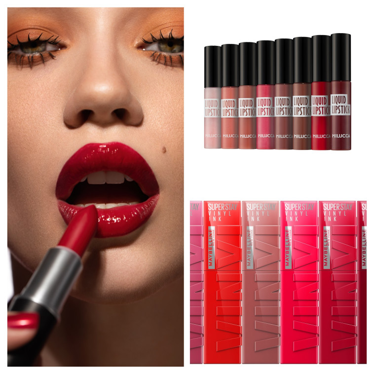 מאק שפתי דובדבן. ליפגלוסים של מילוקה ומייבלין ניו יורק 24.90-39.90 שקלים