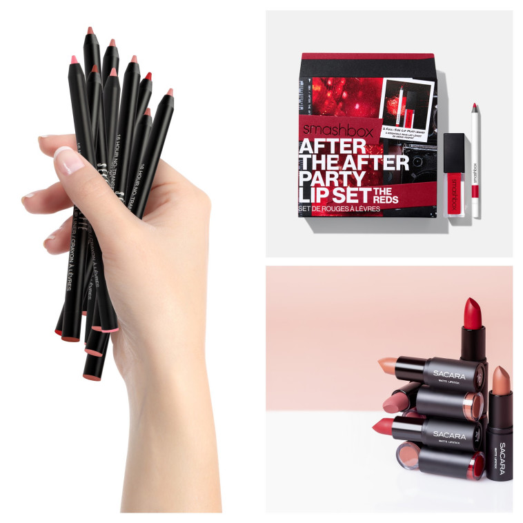 עפרונות לשפתיים ג'ייד סלפי 59 שקלים. מארז ולנטיין סמאשבוקס 120 שקלים. שפתונים סקארה 9.90 שקלים