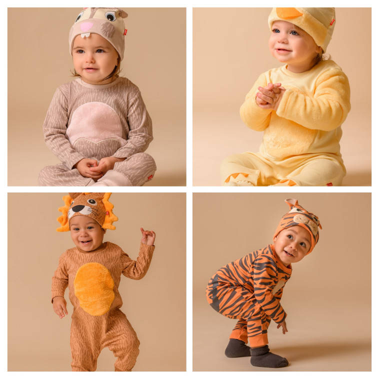 אפרוח, טיגריס, סנאי ואריה מתוך קולקציית פורים 2023 של שילב. 99.90 שקלים