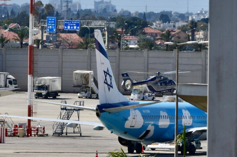 מסוק עם ראש הממשלה נתניהו בנתב''ג