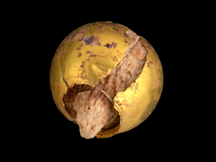 ראש סיכה עשוי מעץ ומצופה זהב