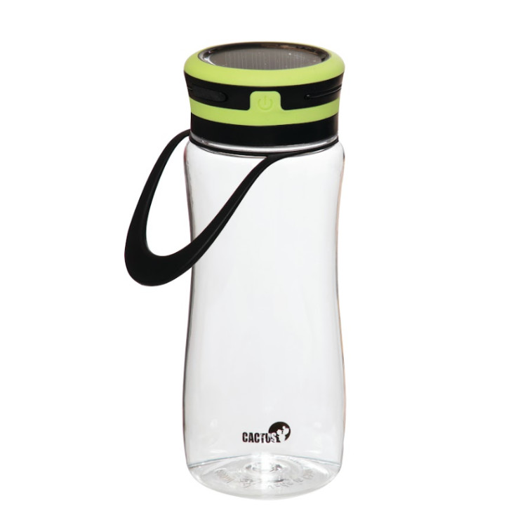 בקבוק שתייה עם פנס סולארי