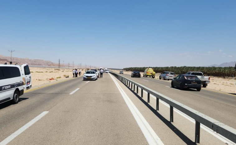 זירת התאונה בה נהרג רוכב האופניים סמוך לבאר אורה שבערבה