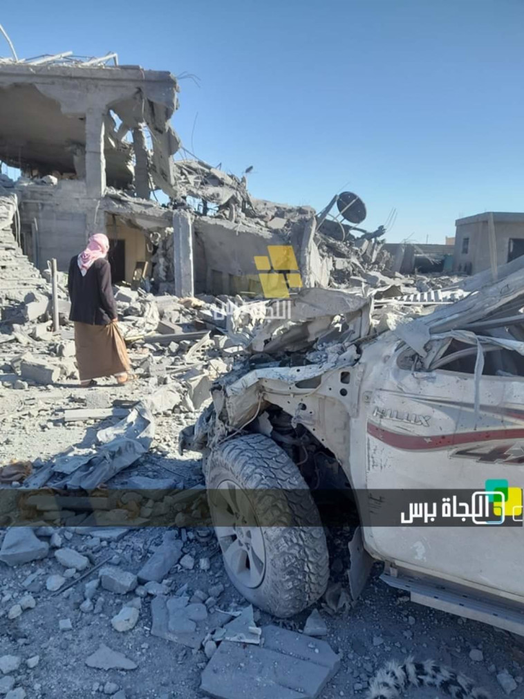 זירת התקיפה ה''ירדנית'' בסוריה (צילום: רשתות ערביות)