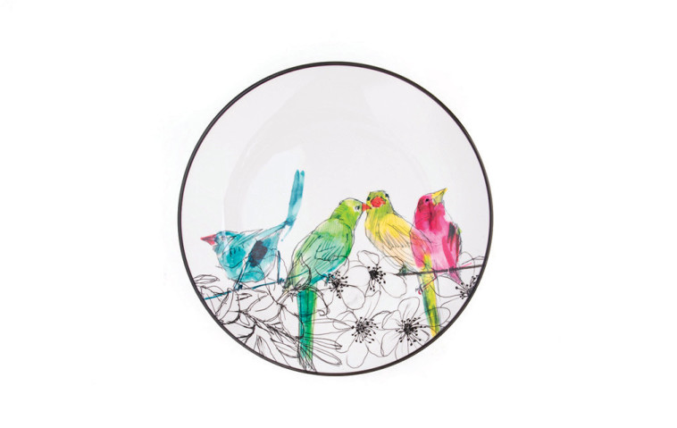 נעמן צלחת הגשה ממלמין מעוטרת באיורי ציפורים בצבעים ססגוניים סדרת בירדס 35 שח בקניית 2 פריטים (צילום: שירה רז)