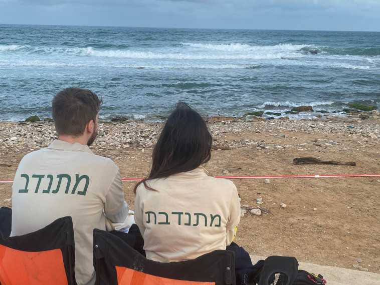 פקחי ומתנדבי רשות הטבע והגנים, ששהו במקום כדי לשמור על כלבת הים
