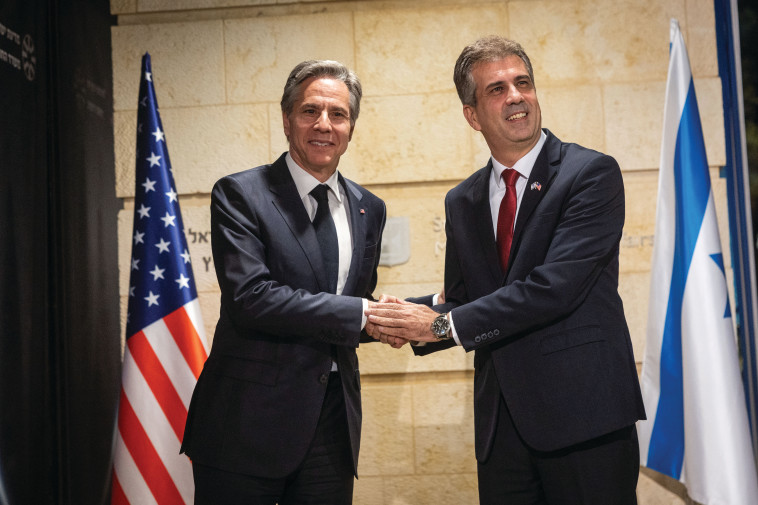 שר החוץ אלי כהן ומזכיר המדינה האמריקאי אנטוני בלינקן (צילום: יונתן זינדל)