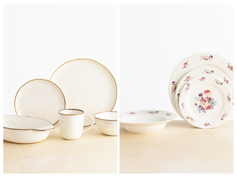 גולף &amp; קו כלי פורצלן. מימין רוזלי (29.90-69.90 ש''ח) משמאל נרולי (22.90-159.90 ש''ח)