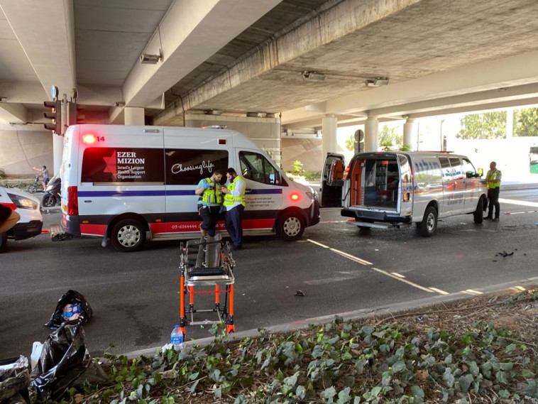 זירת תאונת פגע וברח בתל אביב