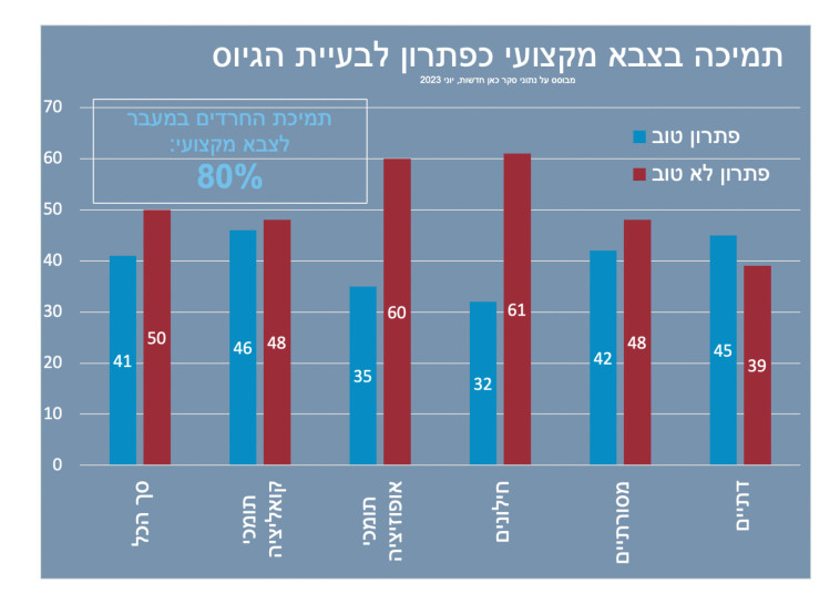 סקר: תמיכה בצבא מקצועי כפתרון לבעיית הגיוס