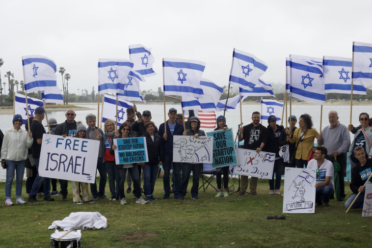 מפגינים נגד הרפורמה המשפטית בארצות הברית (צילום: unXeptable, Defend Israeli Democracy)