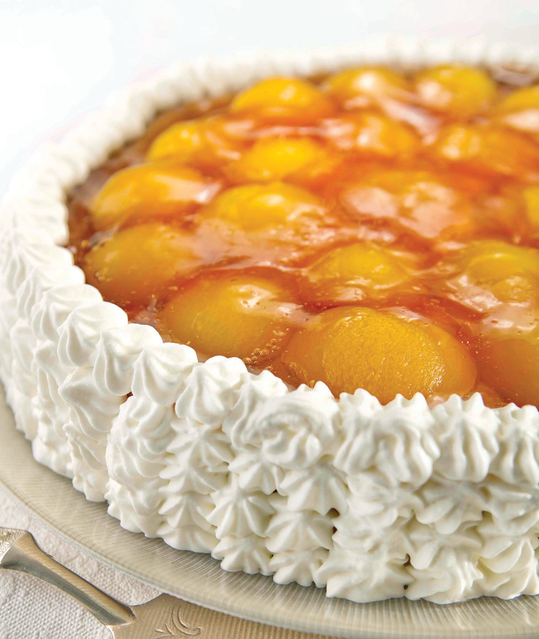 עוגת גבינה משמשים או אפרסקים