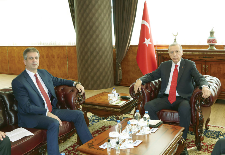 שר החוץ אלי כהן ונשיא טורקיה ארדואן (צילום: משרד החוץ)