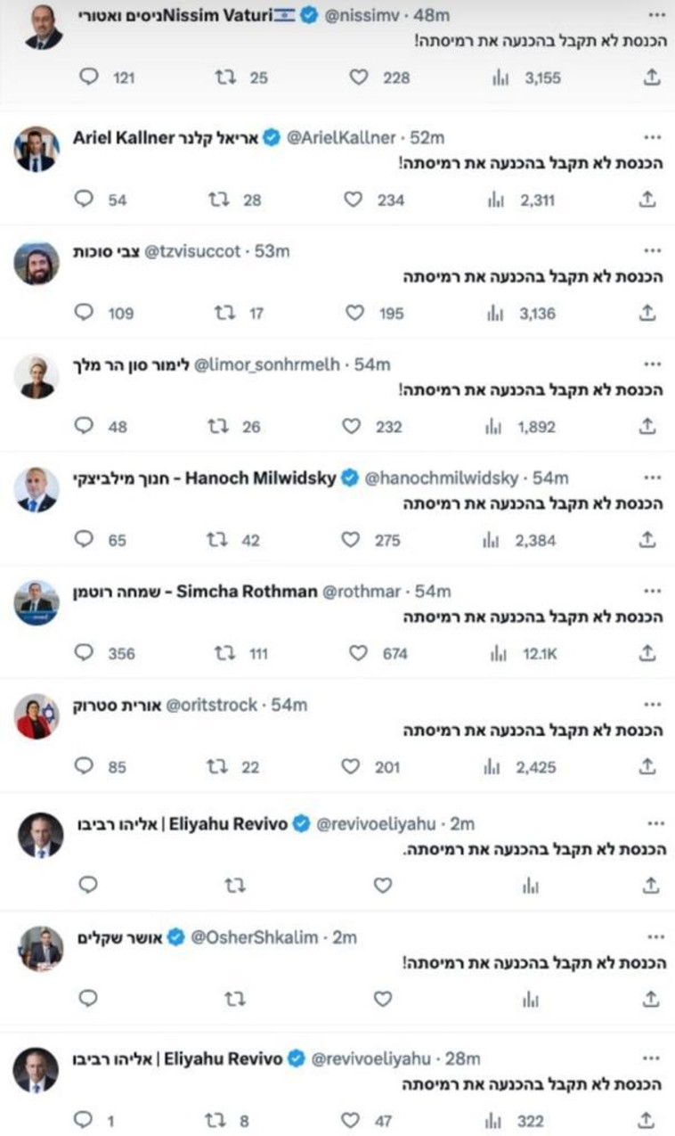 הציוצים של חברי הקואליציה