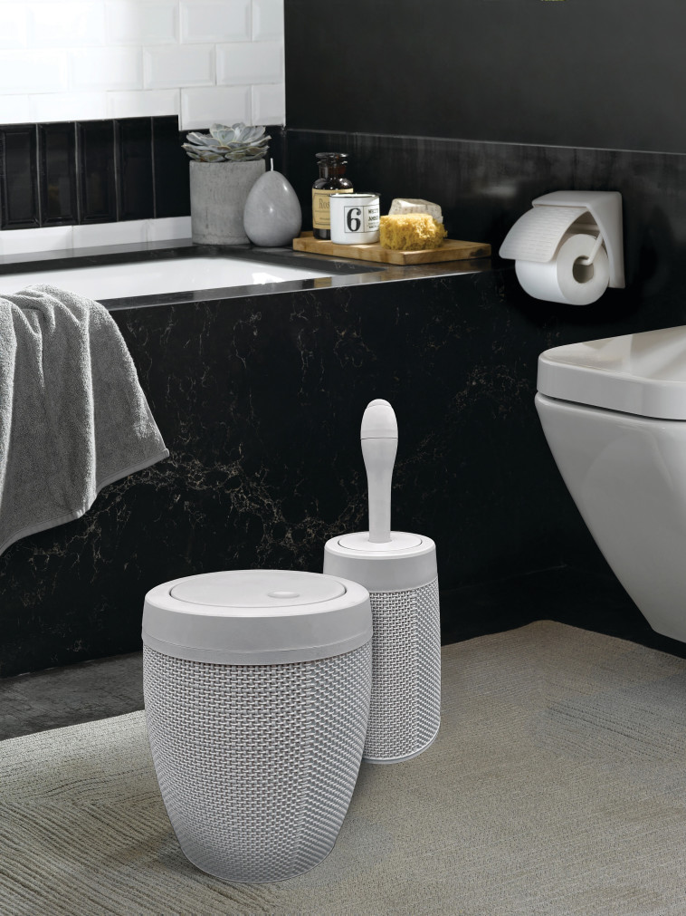 ליפסקי - סט מברשת אסלה ופח אשפה במראה אלגנטי