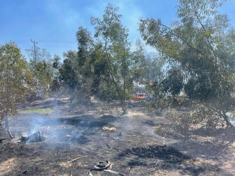 שריפה שפרצה בעוטף בעקבות בלוני תבערה